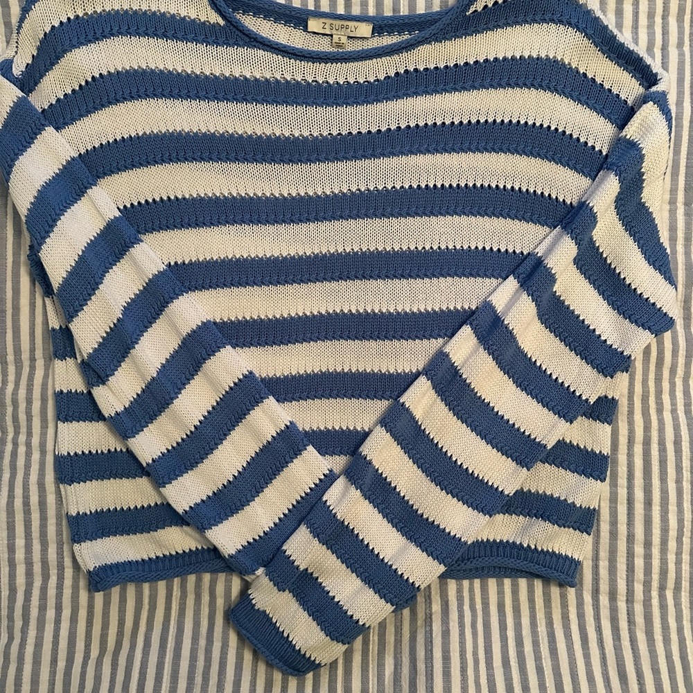 Z Supply Navy and White Striped Knit Top